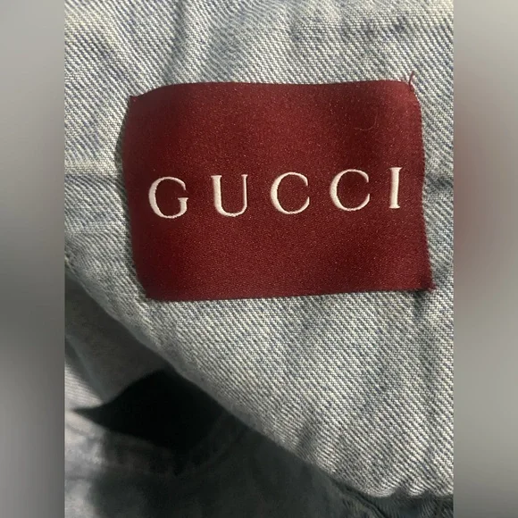 Gucci laser Double G Light Blue Denim Trucker Jacket Type 3 - Picture 2 of 9